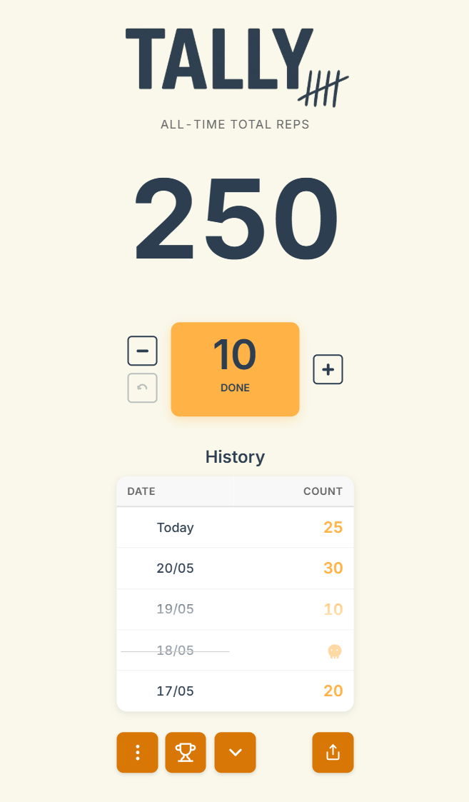 Tally app screenshot