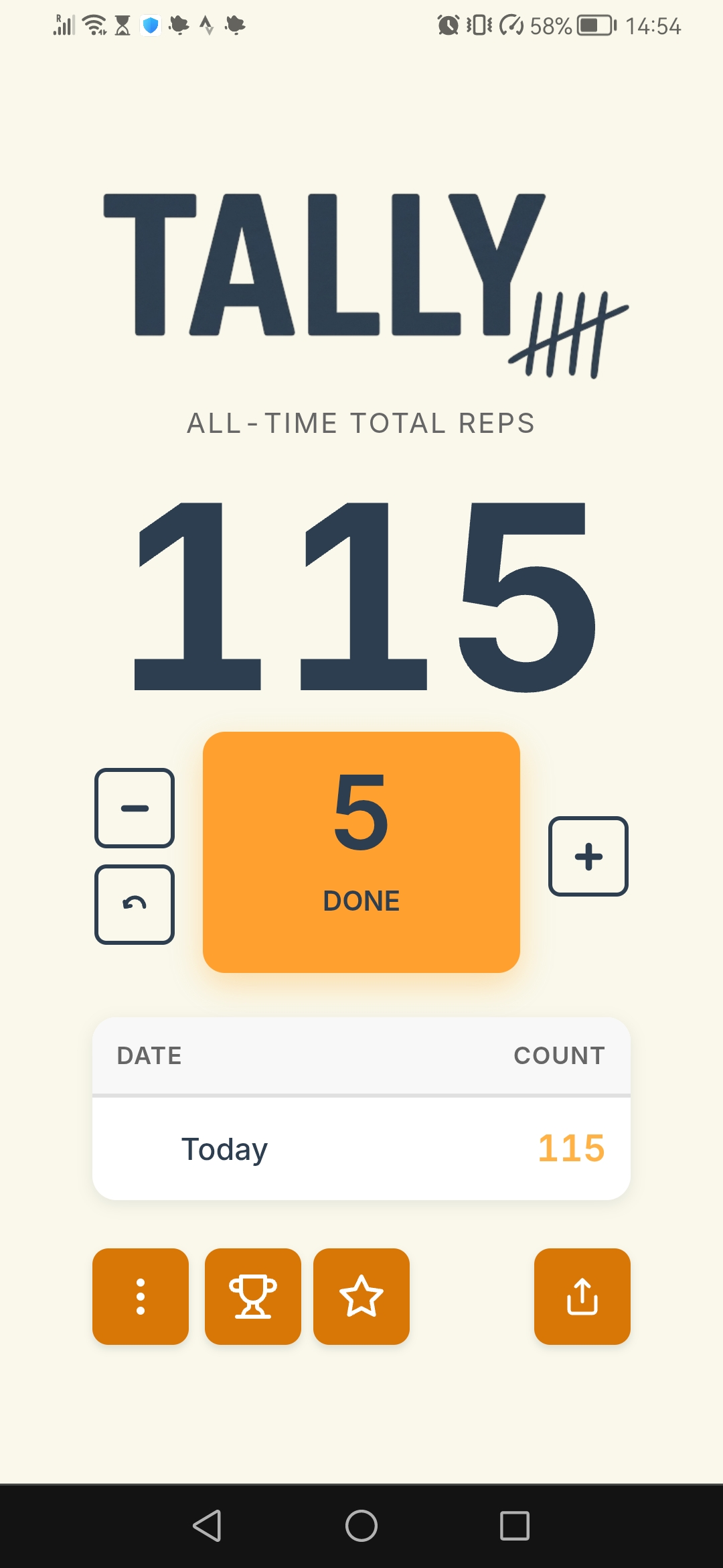 Tally app screenshot